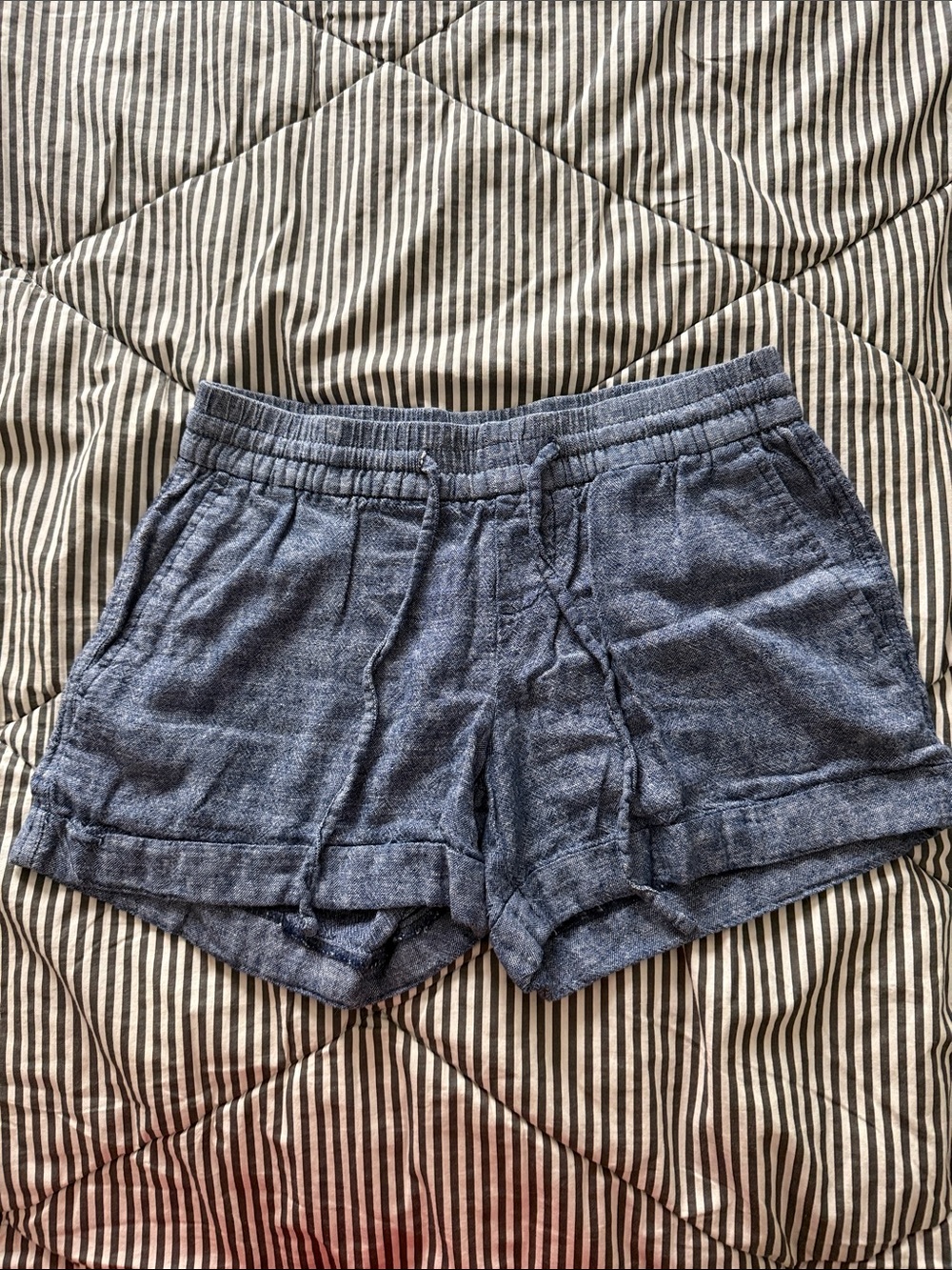 Old Navy Heathered Blue Drawstring Shorts